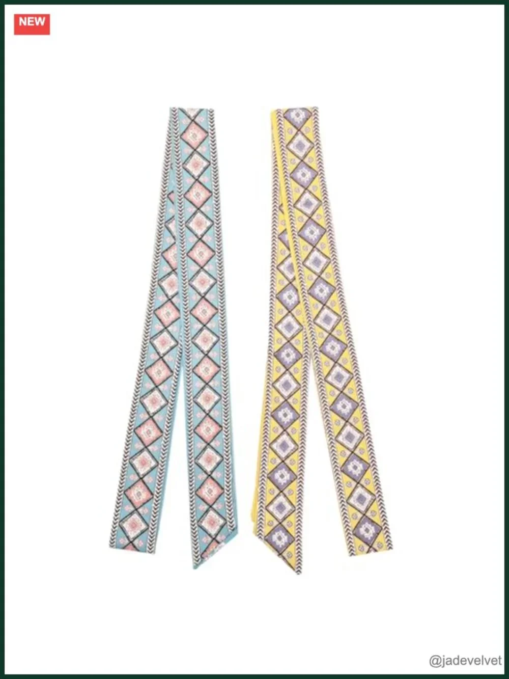 2 Pack Silk Purse Scarf for Handbags Head Hair Ribbon Fashion Skinny Scarf Long